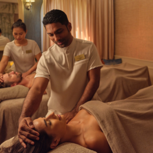 Happiness couple massage